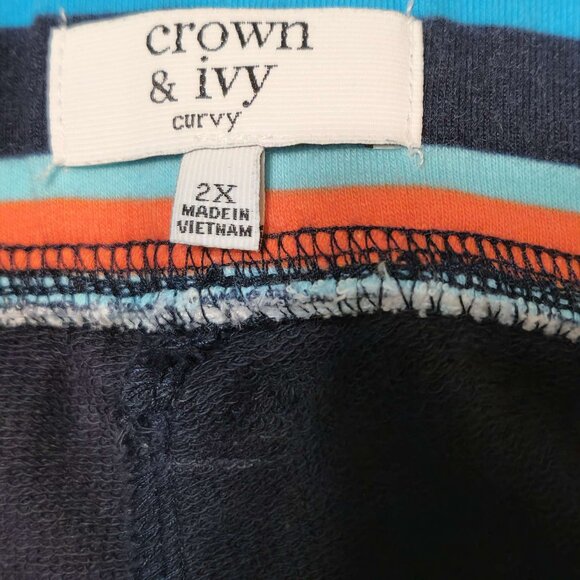 Crown & Ivy Curvy striped skirt Women's 2XL Pockets Adjustable length Side ties - Picture 5 of 8